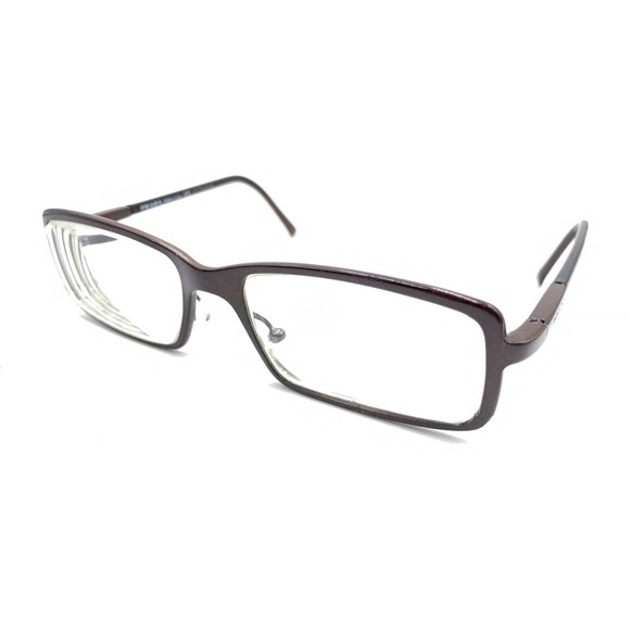Prada PR59HV 8AE-1O1 Brown Rectangle Eyeglasses Frames 63-17 130 Italy Men Women - Picture 8 of 12